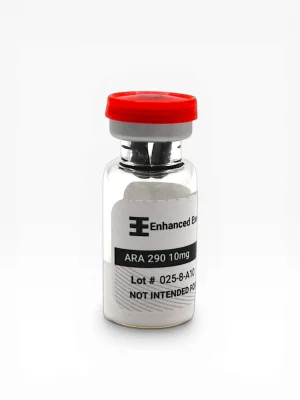 Enhanced Executive ARA 290 10mg peptide vial with red cap on white background
