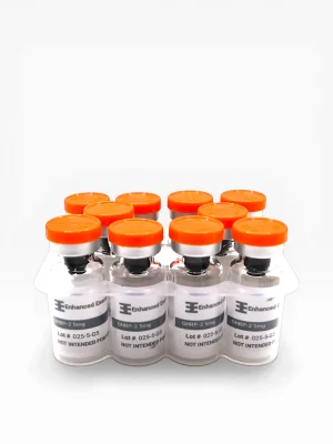 Enhanced Executive GHRP-2 5mg peptide vials 10-pack with orange caps on white background