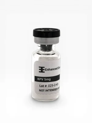 Enhanced Executive KPV 5mg peptide vial with black cap on white background
