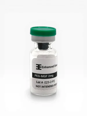 Enhanced Executive PEG-MGF 2mg peptide vial with green cap on white background