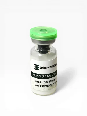 Enhanced Executive GLP-3 R3TA Retatrutide 50mg peptide vial with green cap on white background