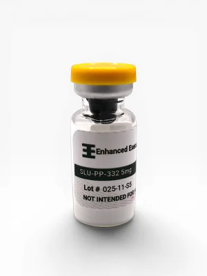 Enhanced Executive SLU-PP-332 5mg peptide vial with yellow cap on white background