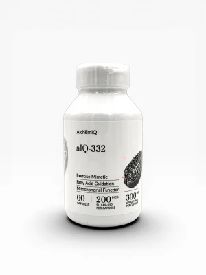 AlchemIQ aIQ-332 SLU-PP-332 200mcg and Urolithin A 300mg exercise mimetic capsules 60-count white bottle